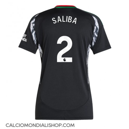 Maglie da calcio Arsenal William Saliba #2 Seconda Maglia Femminile 2024-25 Manica Corta